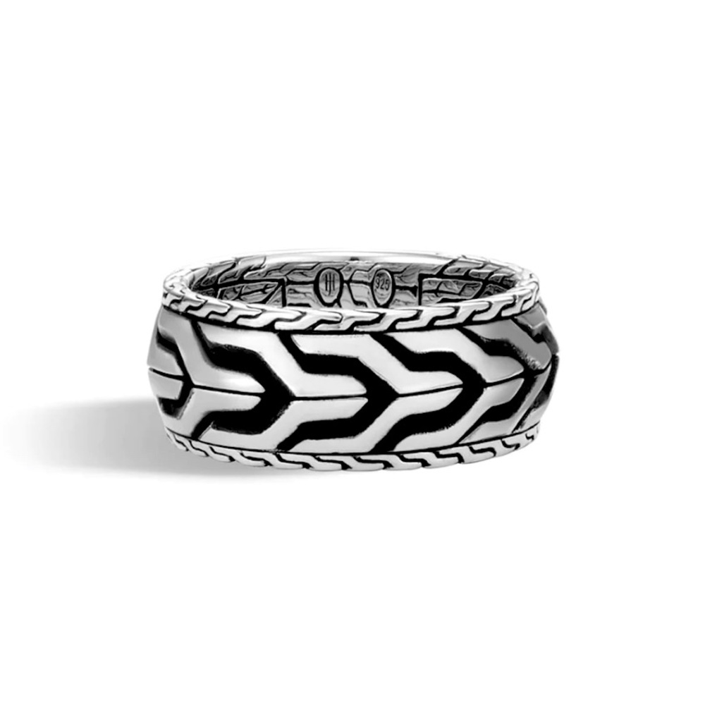 John Hardy Silver Chevron Patterned Band Ring
